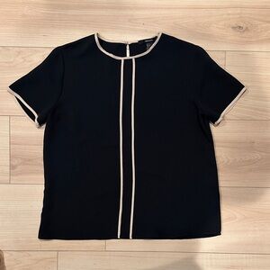 Forever 21 Black Work Blouse with Cream Trim